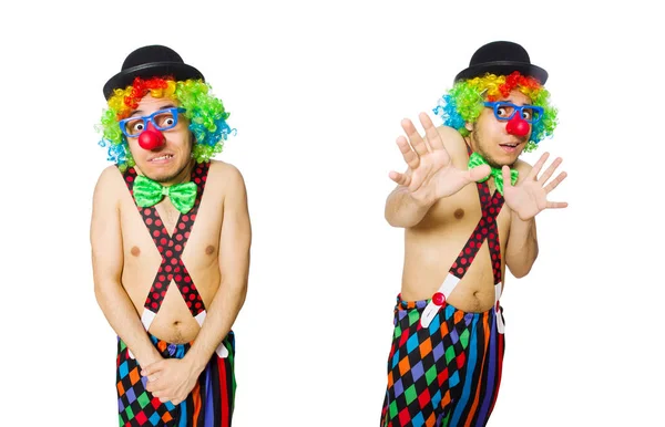 Смішний клоун ізольований на білому тлі — стокове фото