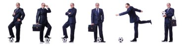 beyaz izole futbol komik adam