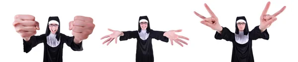 Funny nun isolated on the white background — Stock Photo, Image