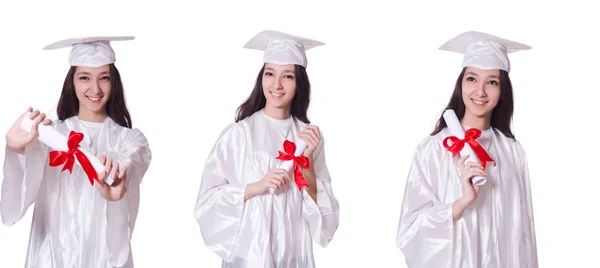 Joven Estudiante Con Diploma Blanco —  Fotos de Stock