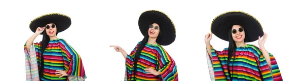 Mujer mexicana en concepto divertido en blanco —  Fotos de Stock