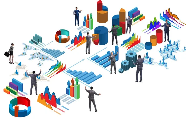 Geschäftsmann in Business Analytics Infografik-Konzept — Stockfoto