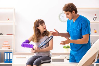 Genç tenisçi doktor travmatoloğu ziyaret ediyor. 