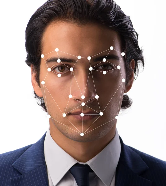 Konsep software pengenalan wajah dan perangkat keras — Stok Foto