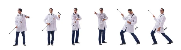 Young doctor physician standing walking isolated on white backgr — Stock Photo, Image