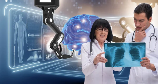 Teletıp konseptinde iki doktor.