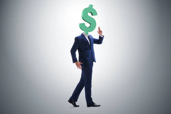 Forretningsmann med dollartegn i stedet for hode – stockfoto