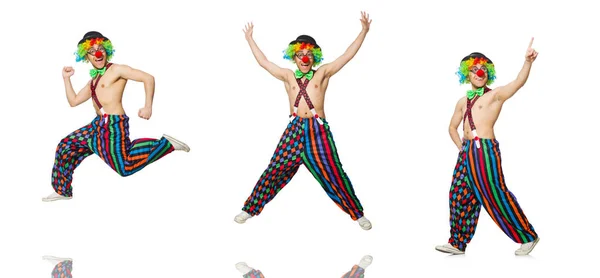 Grappige clown geïsoleerd op de witte achtergrond — Stockfoto