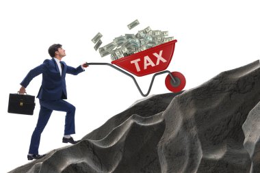 İşadamı vergi arabalarını yokuş yukarı itiyor