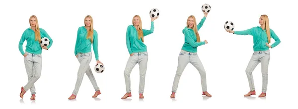 白いサッカーの女 — ストック写真