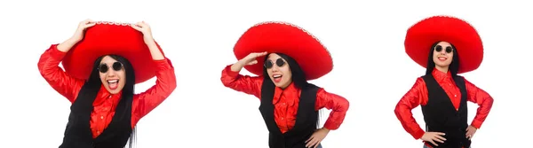 Mexicaine femme dans drôle concept sur blanc — Photo