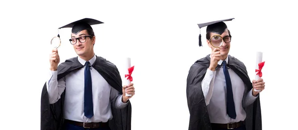 Étudiant Diplômé Isolé Sur Fond Blanc — Photo