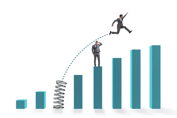 Businessman outperforming his competition jumping over — Stock Photo, Image