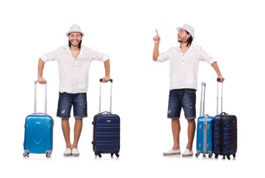 Seyahat konsepti beyaz bavullu