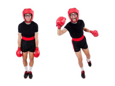 Beyaz tenli komik boksör.