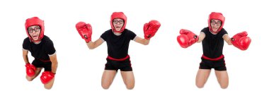 Beyaz tenli komik boksör.