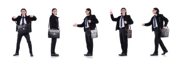 Genç işadamı evrak çantasını beyaza sardı.