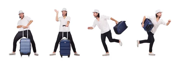 Travel vacation concept with luggage on white — Stock Photo, Image