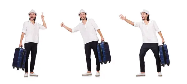 Reisvakantie concept met bagage op wit — Stockfoto