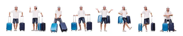 Concepto de vacaciones de viaje con equipaje en blanco — Foto de Stock