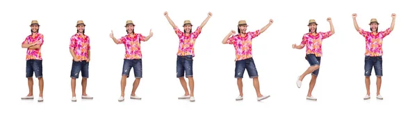 Joven con sombrero aislado en blanco — Foto de Stock