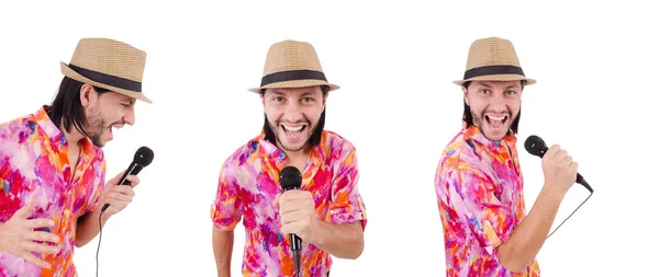 Uomo in camicia colorata isolato su bianco — Foto Stock