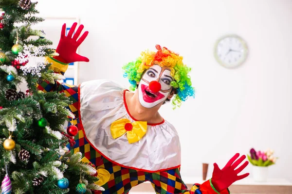 Funny clown in Christmas celebration concept — Stock Photo, Image