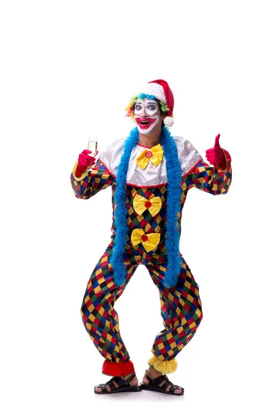 Young funny clown comedian isolated on white — Stock Photo, Image