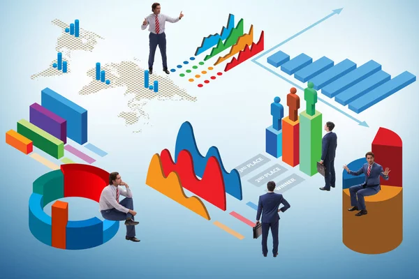 Biznesmen w analityce biznesowej koncepcja infografiki — Zdjęcie stockowe