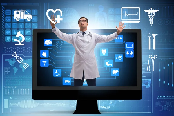 Telehealth concept with doctor doing remote check-up — Stock Photo, Image
