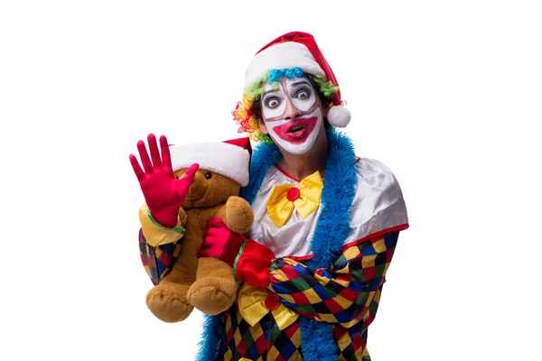 Junge lustige Clown-Komiker isoliert auf weiß — Stockfoto