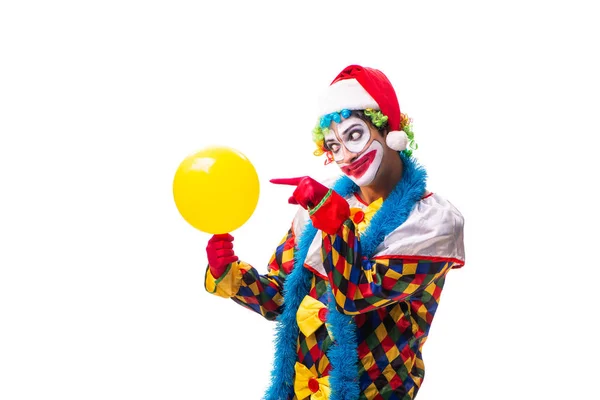 Young funny clown comedian isolated on white — Stock Photo, Image