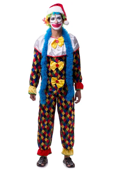 Junge lustige Clown-Komiker isoliert auf weiß — Stockfoto