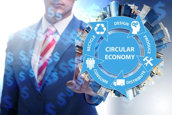 Concepto Economía Circular Con Empresario —  Fotos de Stock