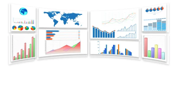 Wykresy biznesowe i infografiki - renderowanie 3d — Zdjęcie stockowe