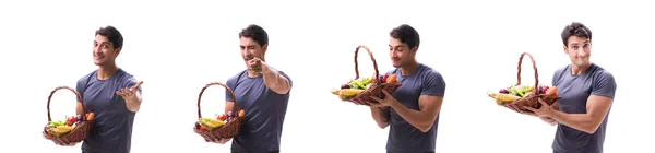 Muž propagující výhody zdravého stravování a sportování — Stock fotografie
