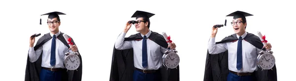 Student Absolvent isoliert auf weißem Hintergrund — Stockfoto
