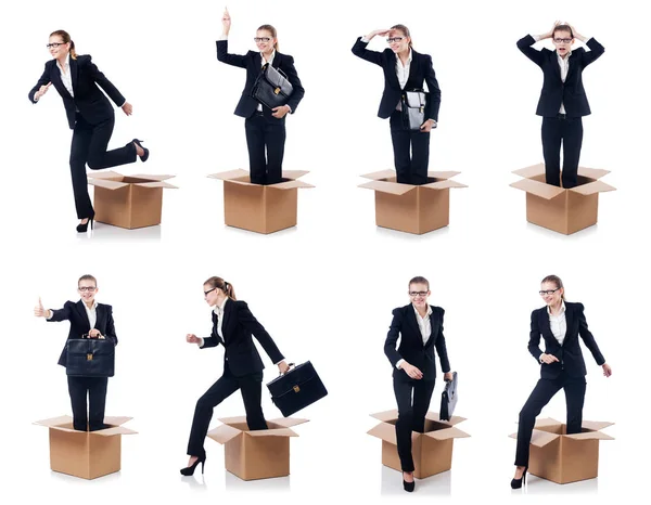 Mujer en el pensamiento fuera de concepto de caja —  Fotos de Stock