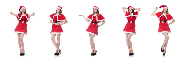 Giovane Donna Costume Babbo Natale Rosso Bianco — Foto Stock