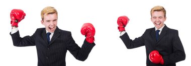 Beyaz izole boks eldivenli genç yaş 