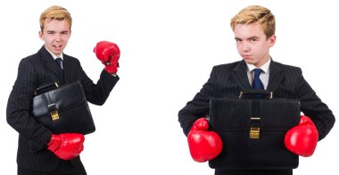 Beyaz izole boks eldivenli genç yaş 