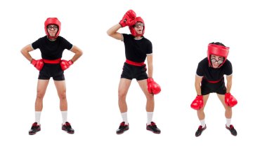 Beyaz tenli komik boksör.