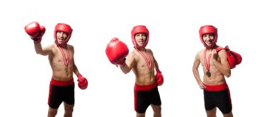 Beyaz tenli komik boksör.