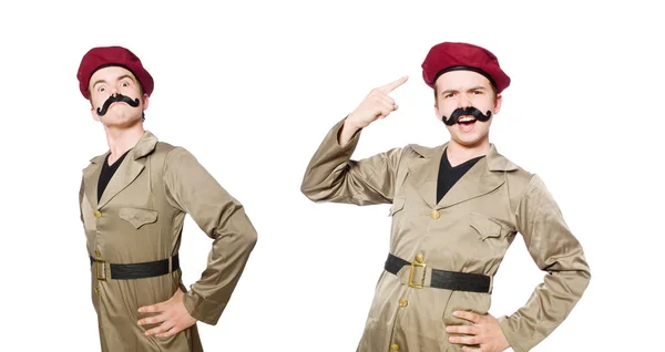 Grappige soldaat in militair concept — Stockfoto