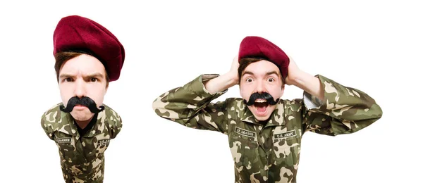 Lustiger Soldat im militärischen Konzept — Stockfoto