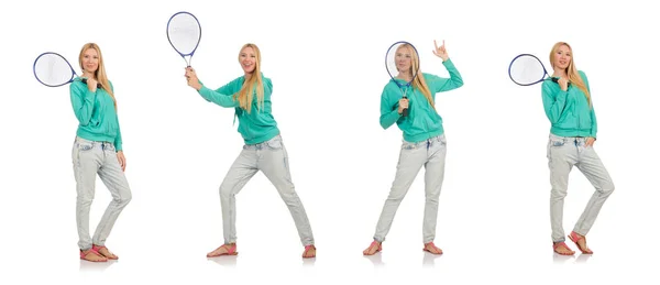 Joueur de tennis isolé sur blanc — Photo