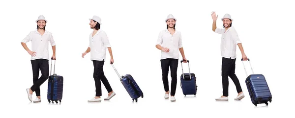 Koncepcja podróży z bagażem na białym — Zdjęcie stockowe