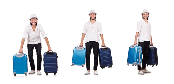Concept de vacances de voyage avec bagages sur blanc — Photo