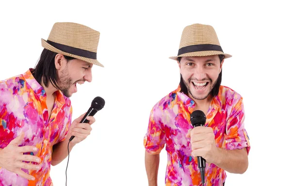 Hombre Camisa Colorida Aislado Blanco — Foto de Stock