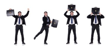 Genç işadamı evrak çantasını beyaza sardı.